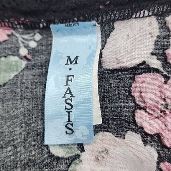 M Fasis Kimono Black Floral Short Sleeve Lace Trim Women's Large - Picture 4 of 5